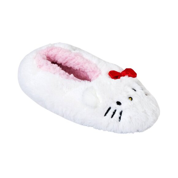 NWT Hello Kitty Womens Faux Plush Slipper Socks 90611538 White M/L - Picture 1 of 9